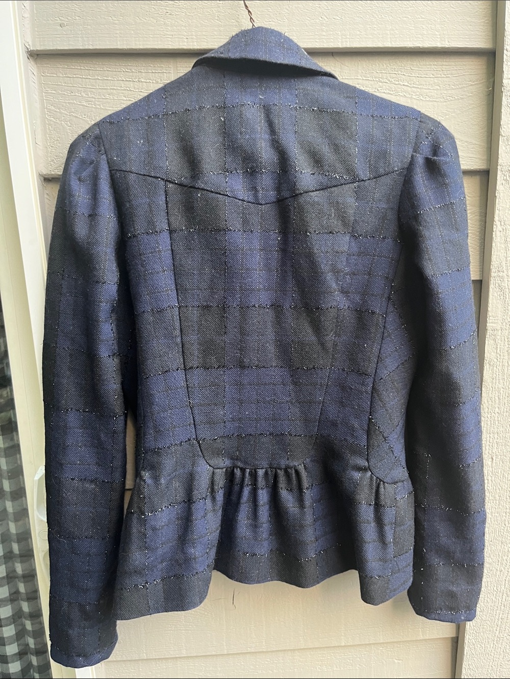 Diane Von Furstenberg Navy and Black Plaid Tailored Blazer 2 Gossip Girl famous